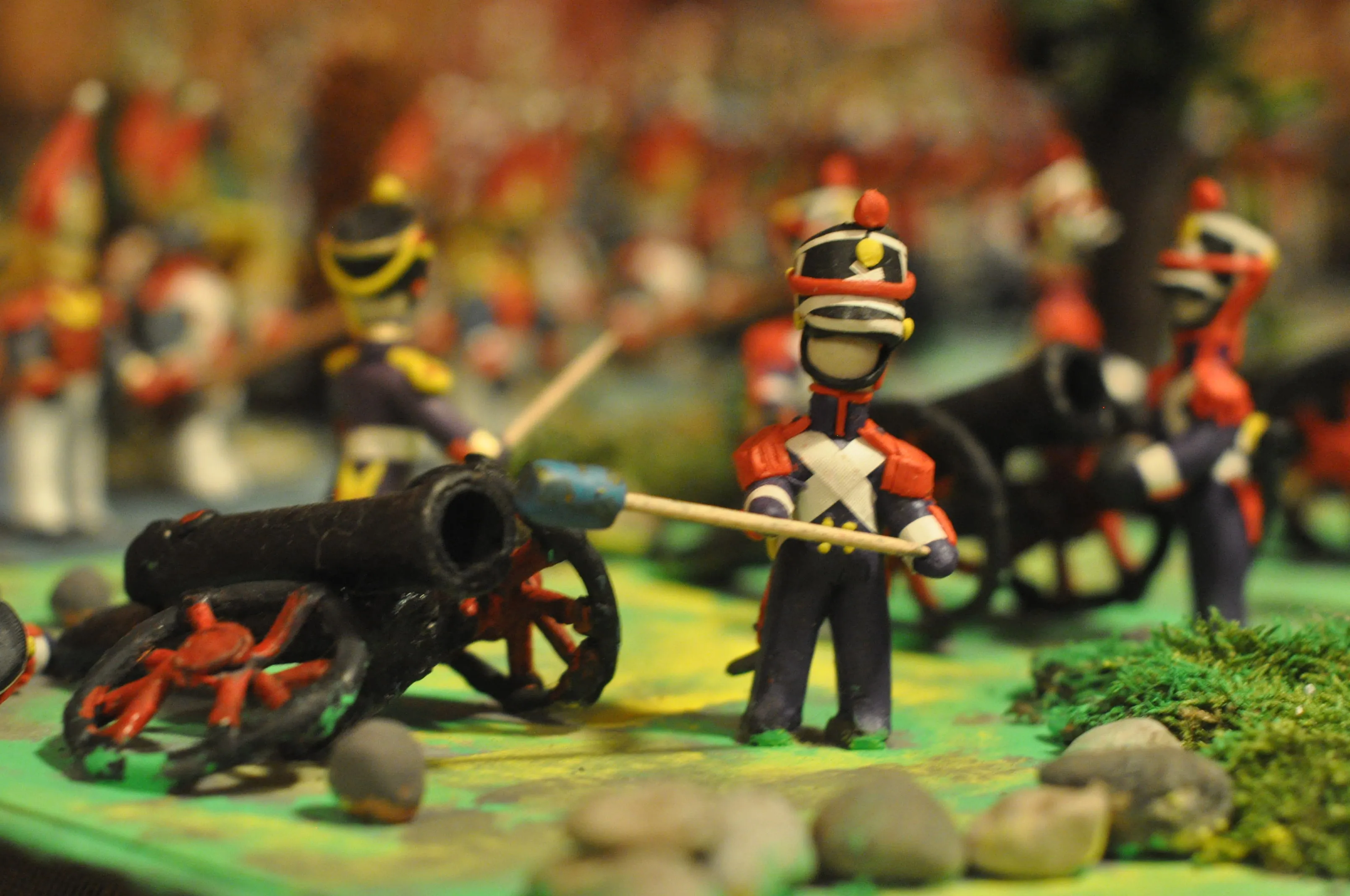 Napoleono karių miniatiūros Borodino mūšio lauke