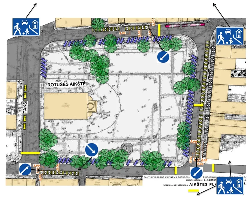 Rotušės aikštės lauko kavinių vizualizacija