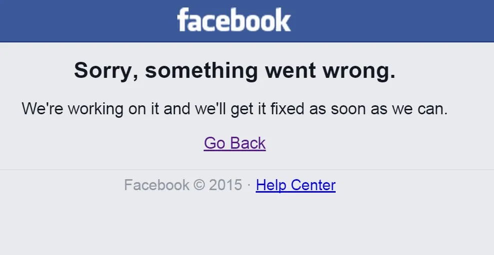 Facebook sutrikimai