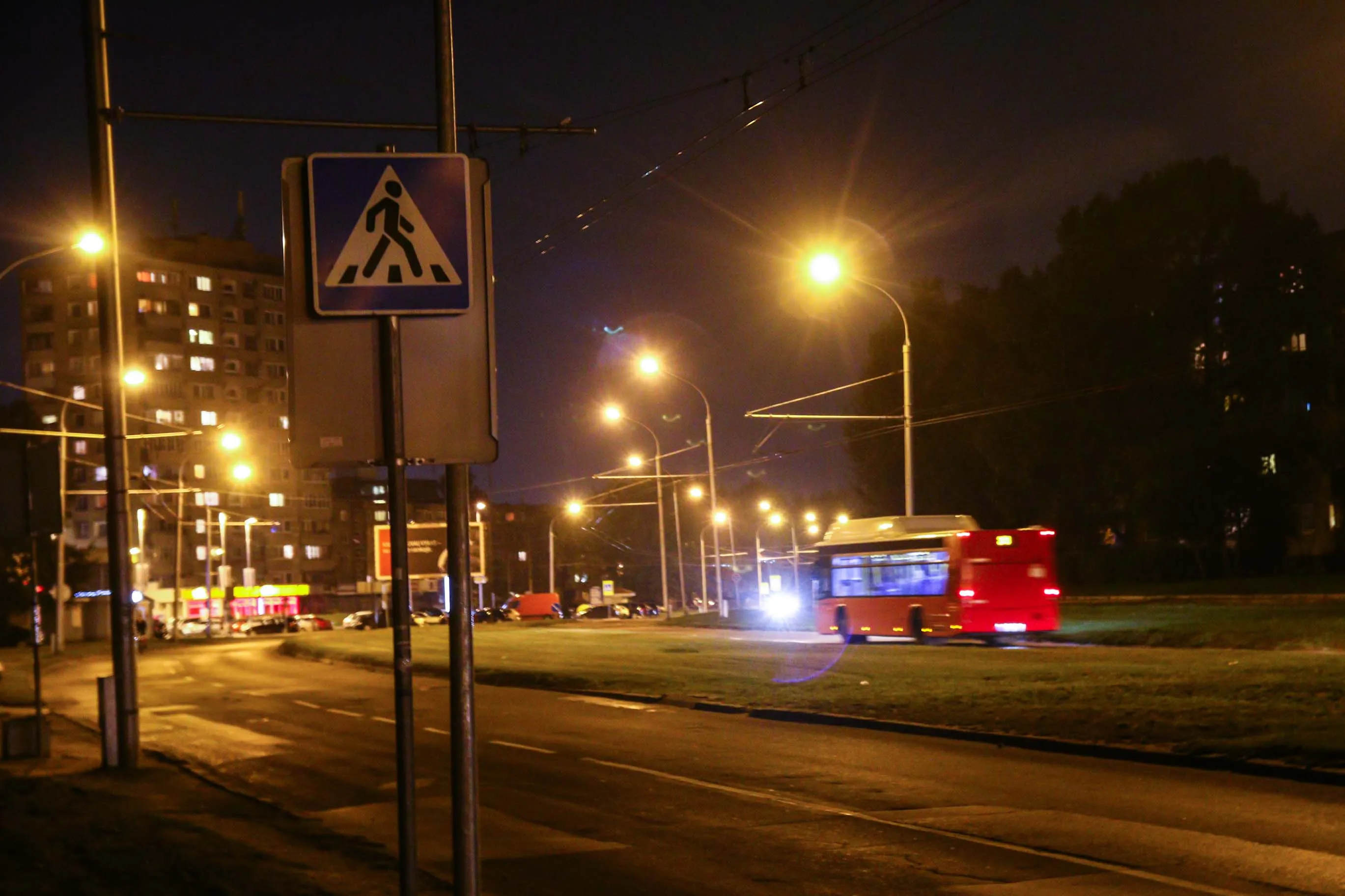 Neapšviesta perėja V. Krevės pr