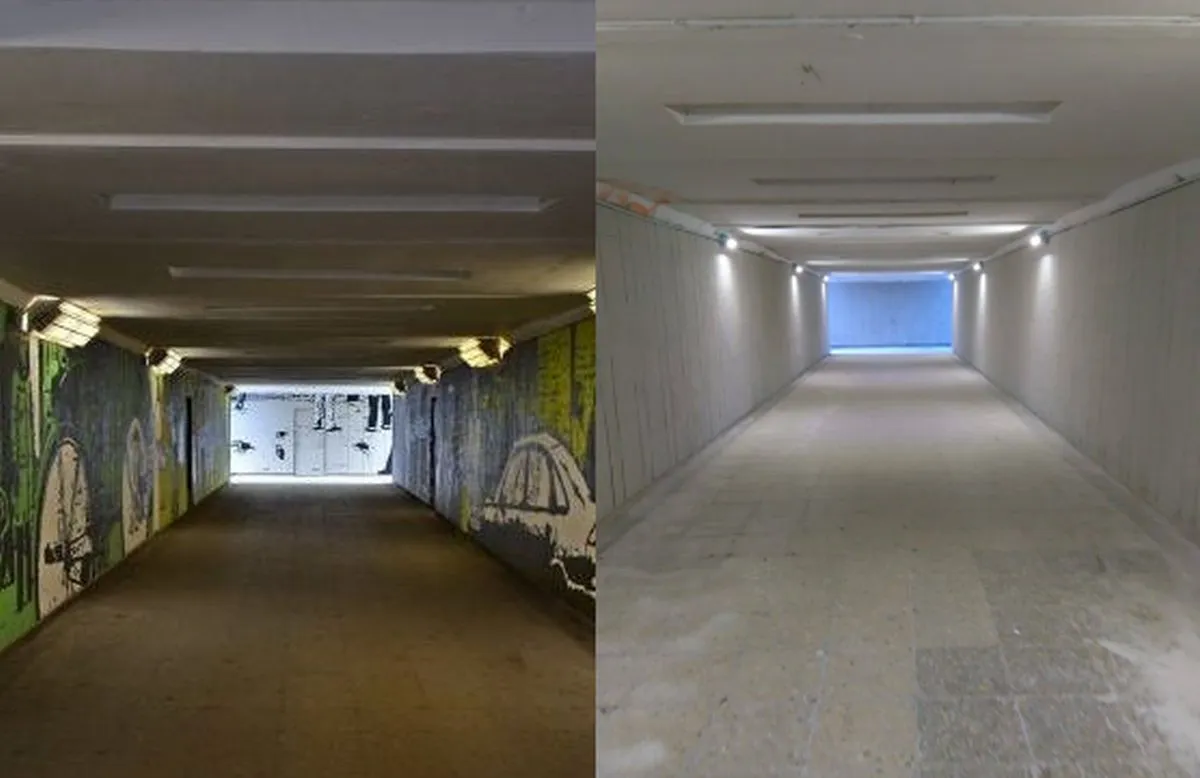 Panaikintas piešinys Žemaičių gatvės požeminėje perėjoje