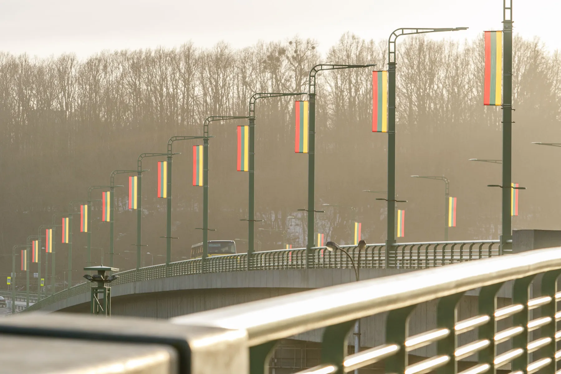 Lietuvos vėliavom papuošti Kauno tiltai./R. Tenio nuotr.