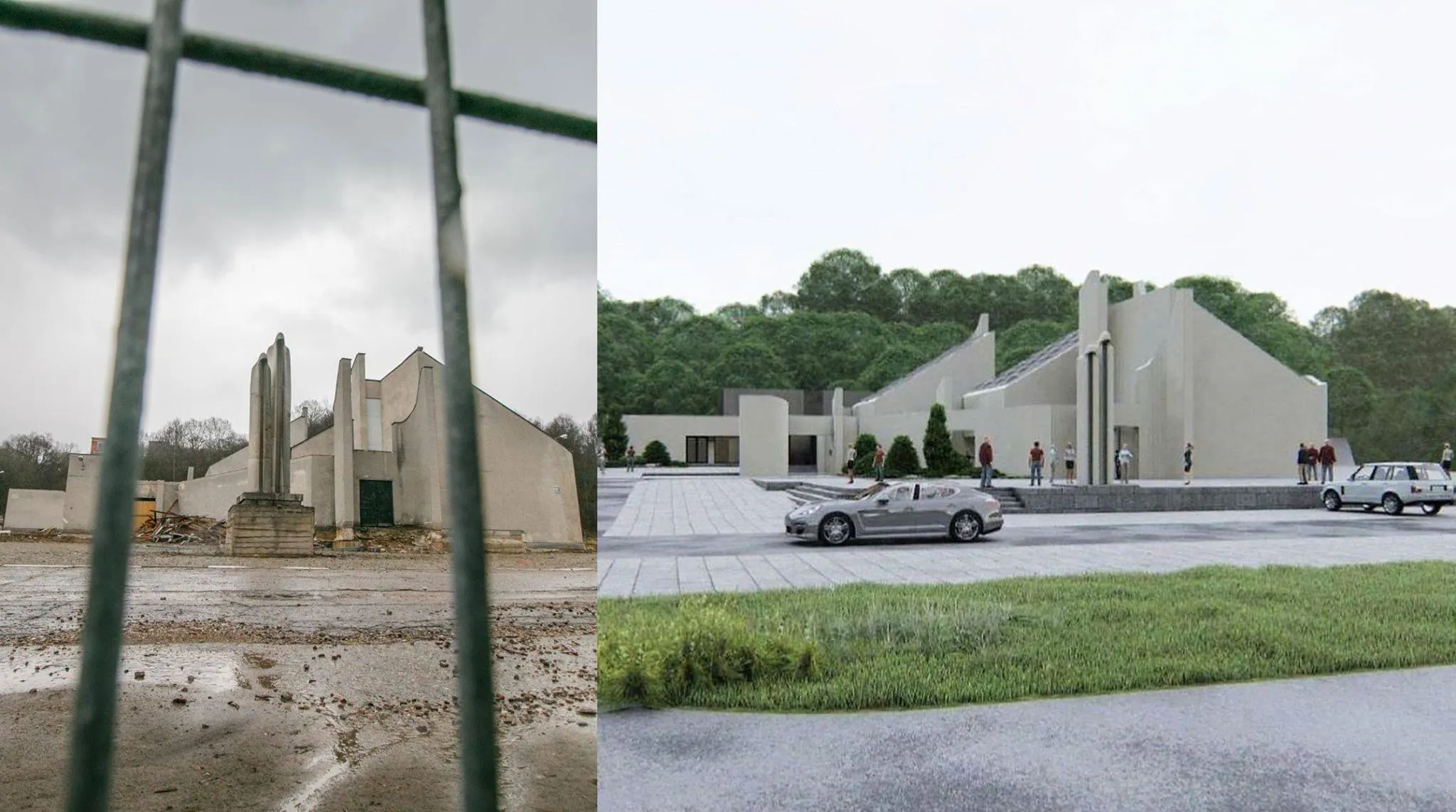 Laidojimo rūmai „Liūdesys“ prieš rekonstrukciją ir po jos