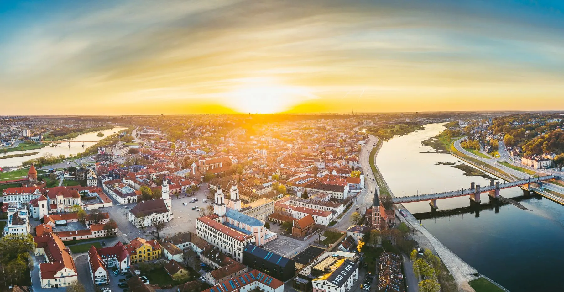 Kaunas, Kauno panorama, Senamiestis, santaka