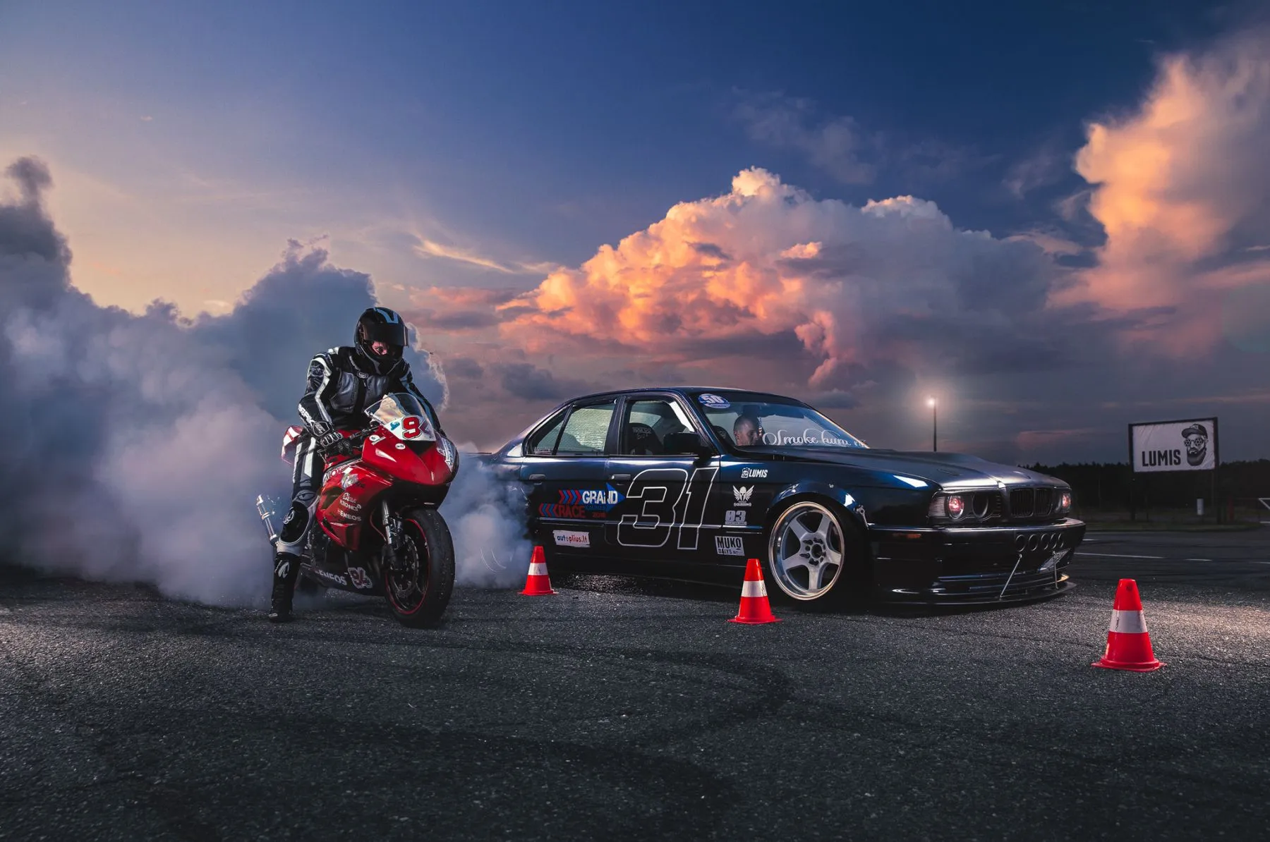 „Drag'ūnai“, motociklas prieš automobilį, „Nemuno žiedas“