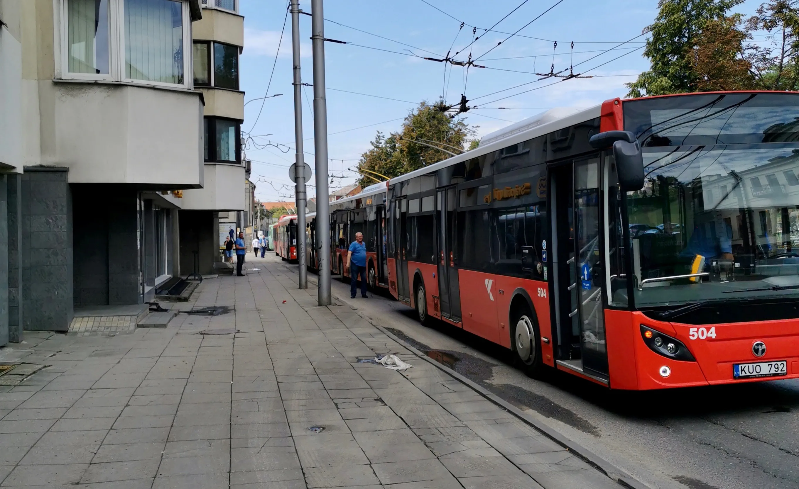 Sustoję autobosai laisvės alėjoje
