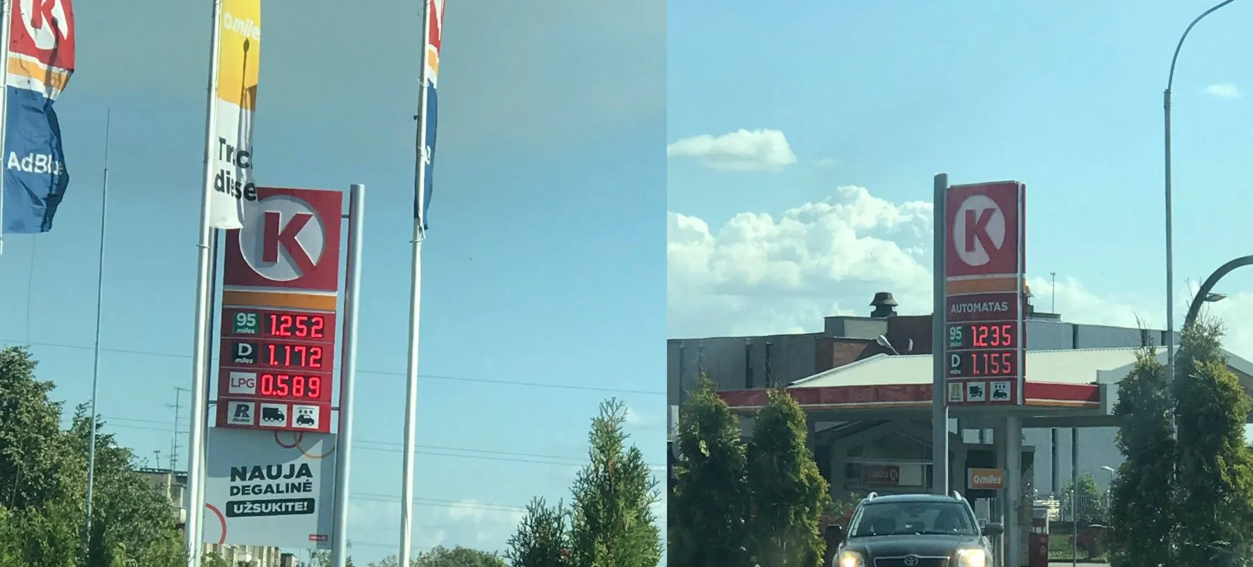 „Circle K“ kuro kainos Muravos sankryžoje