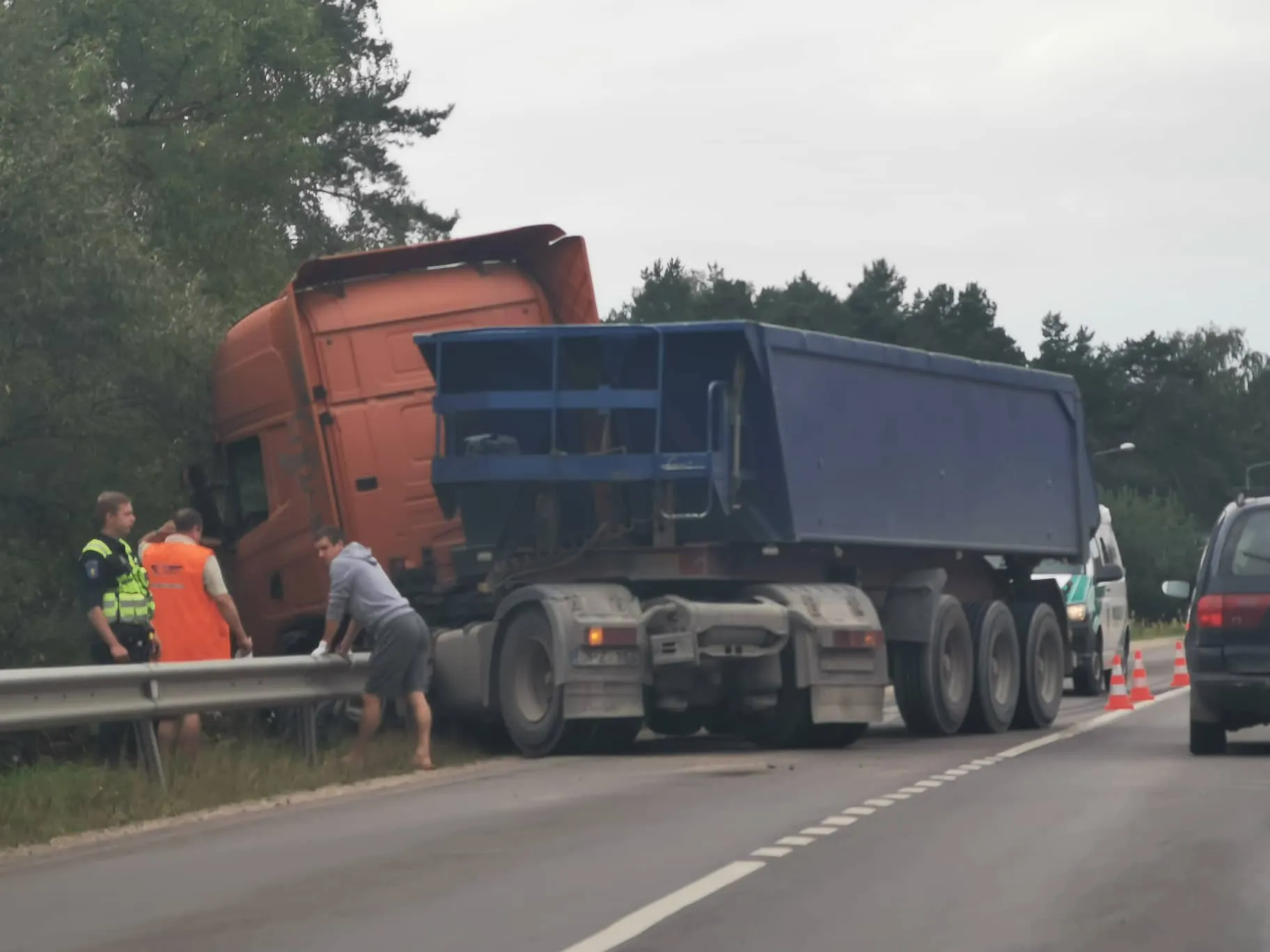 Vilkikas, nuvažiavęs nuo kelio