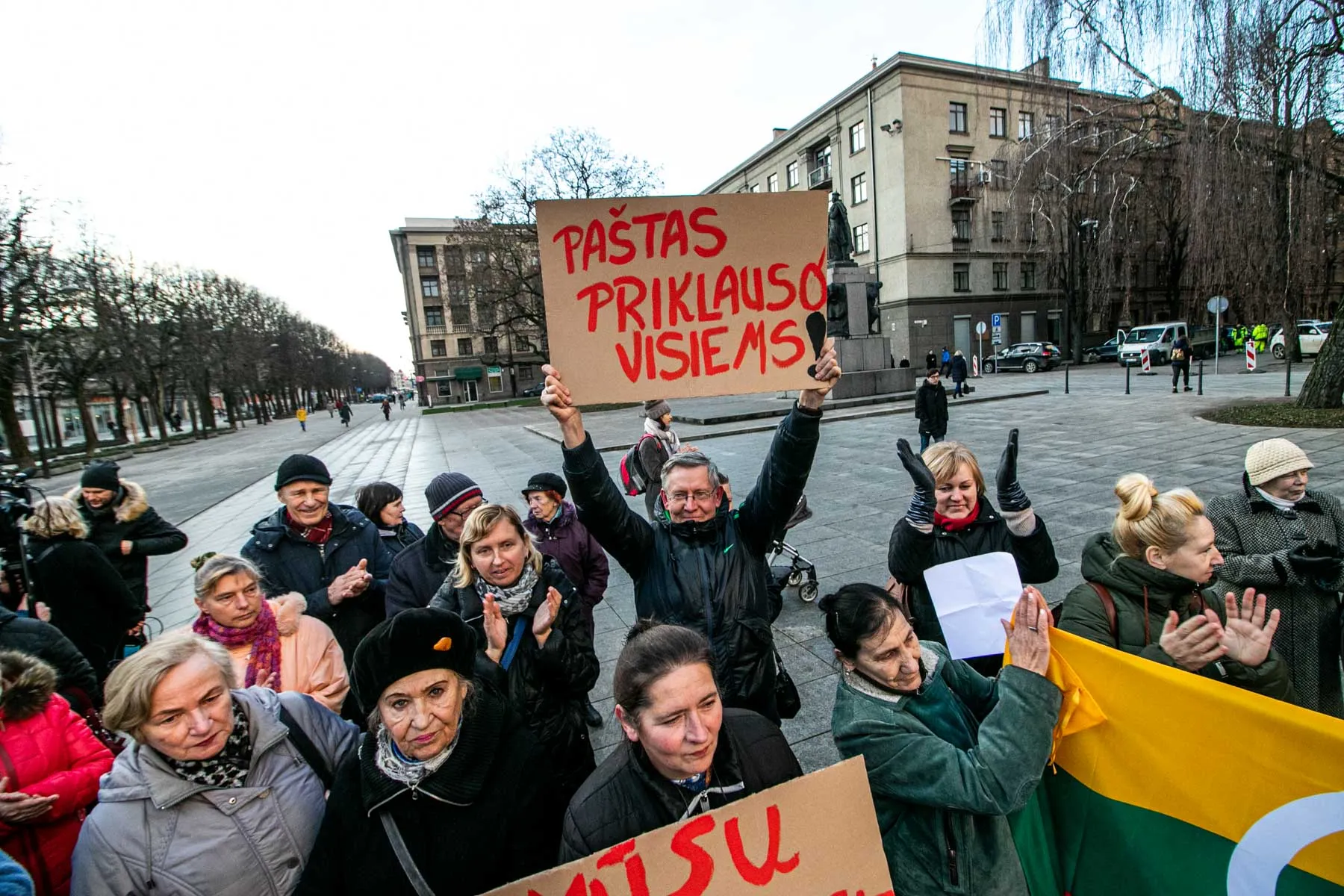 Protesto akcija prie savivaldybės dėl Kauno centrinio pašto