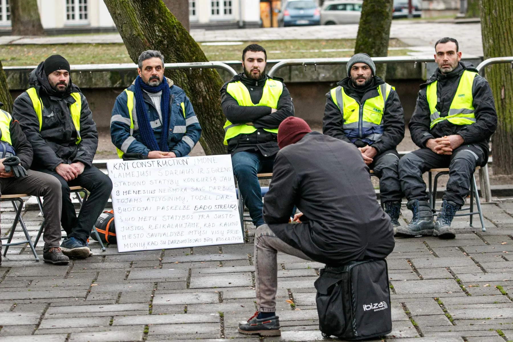 Turkų darbuotojų protestas prie Kauno savivaldybės
