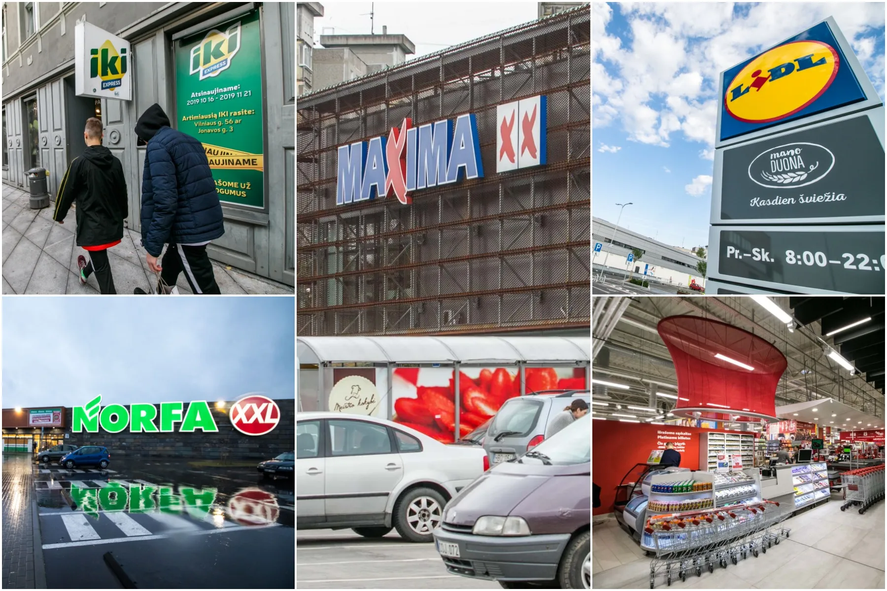 Didieji prekybos centrai, „Lidl“, „Maxima“, „Norfa“, „Iki“, „Rimi“