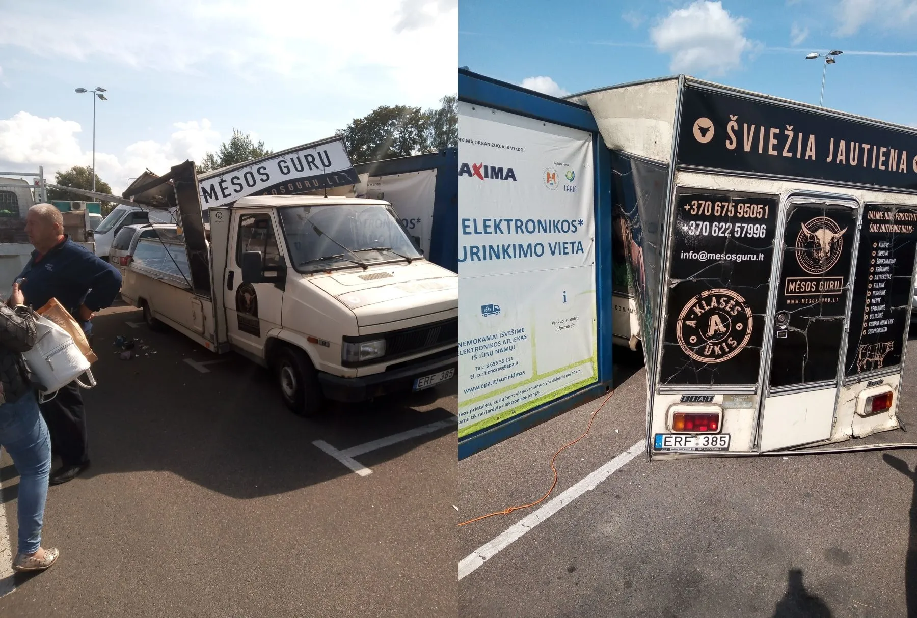 Raudondvario plente sudaužytas mėsos prekybininkų autobusiukas