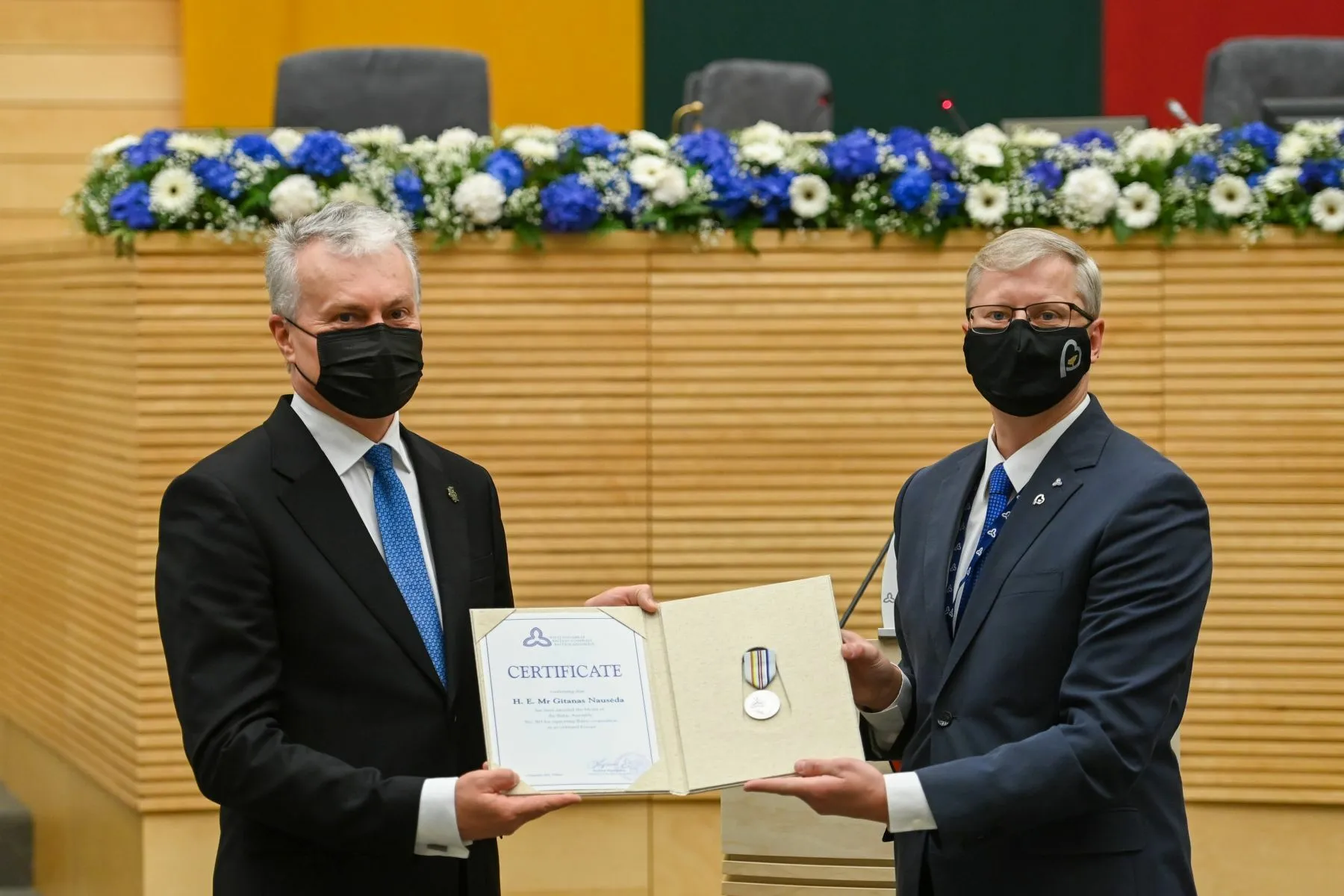 G. Nausėda apdovanotas Baltijos Asamblėjos medaliu / R. Dačkaus nuotr.