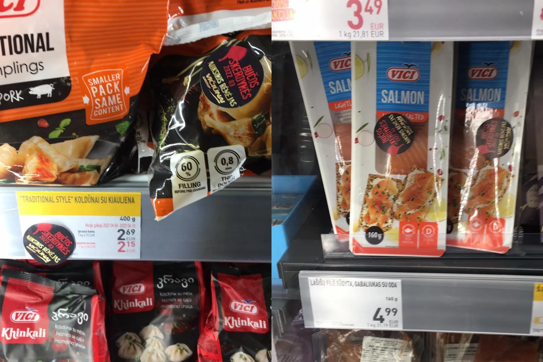 Bučos žudynių lipdukai ant „Viči“ produkcijos