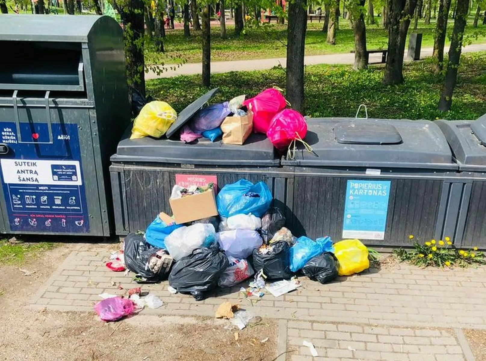 Perpildyti konteineriai V. Krėvės prospekte