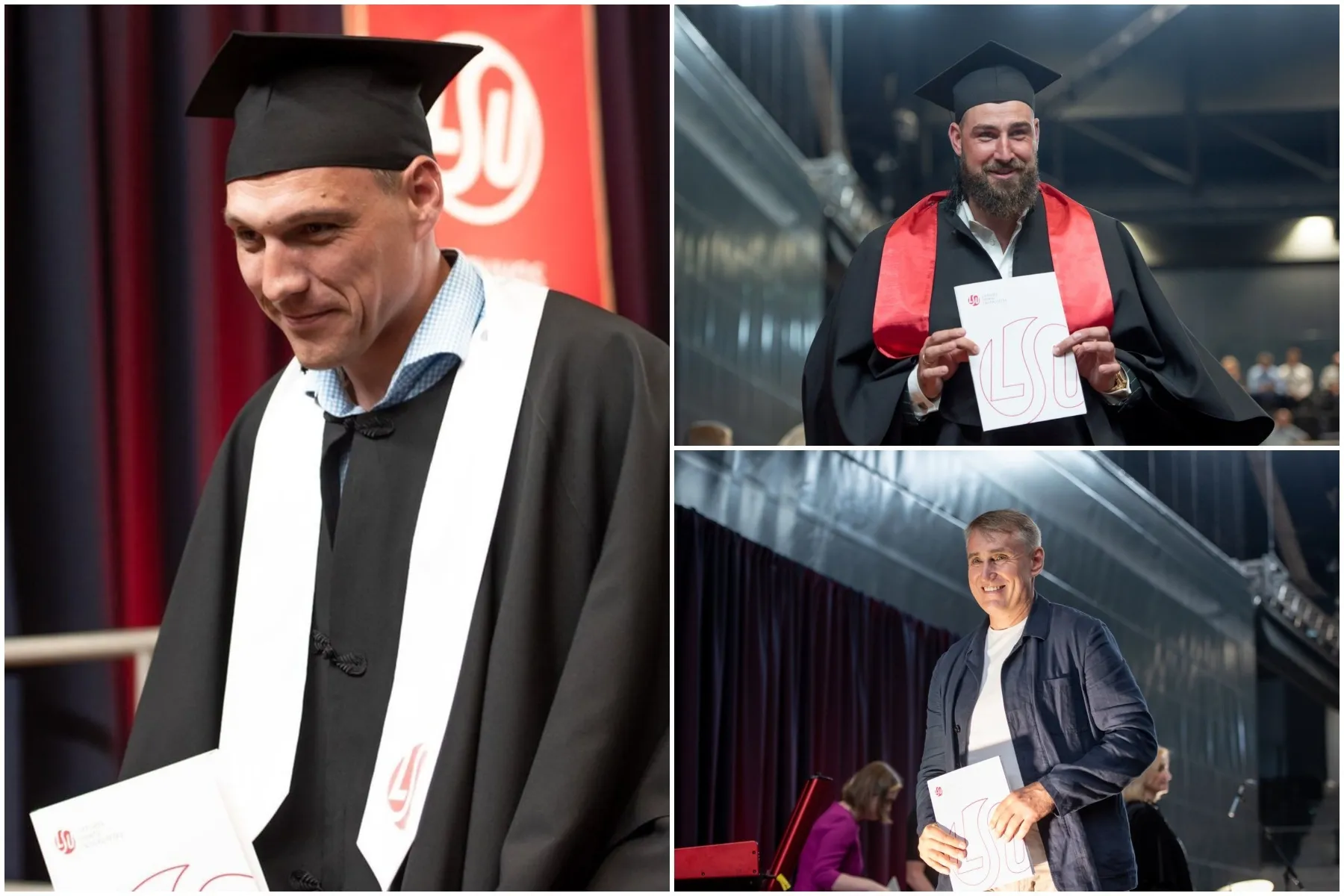 Diplomuotos krepšinio žvaigždės: J. Valančiūnui, J. Mačiuliui ir K. Kemzūrai įteikti LSU diplomai