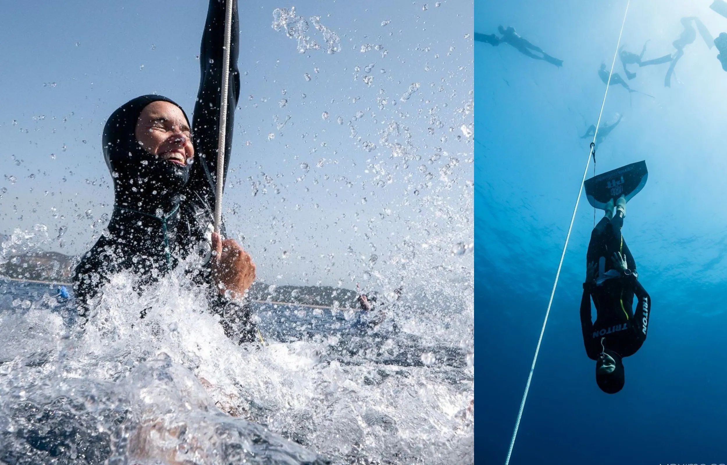 E. Trečiakauskaitė laisvojo nardymo varžybose Korsikoje