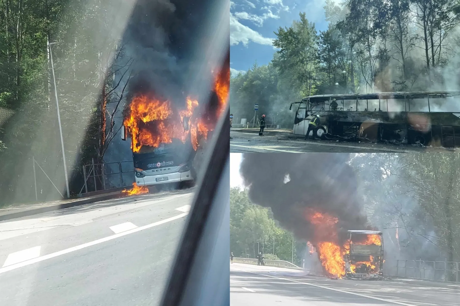 autobuso gaisras magistralėje
