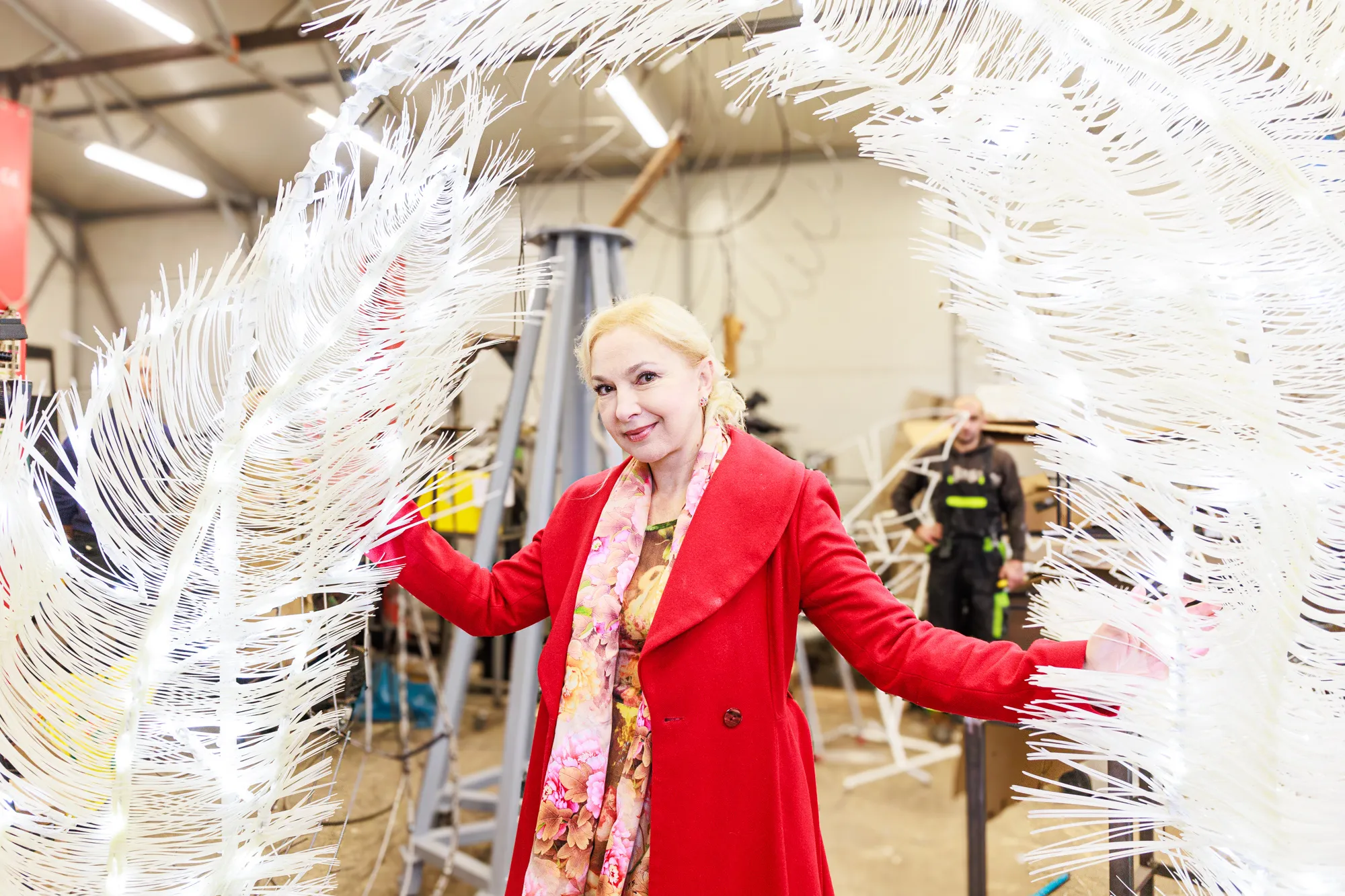 Konstruojama būsima Kauno eglutė