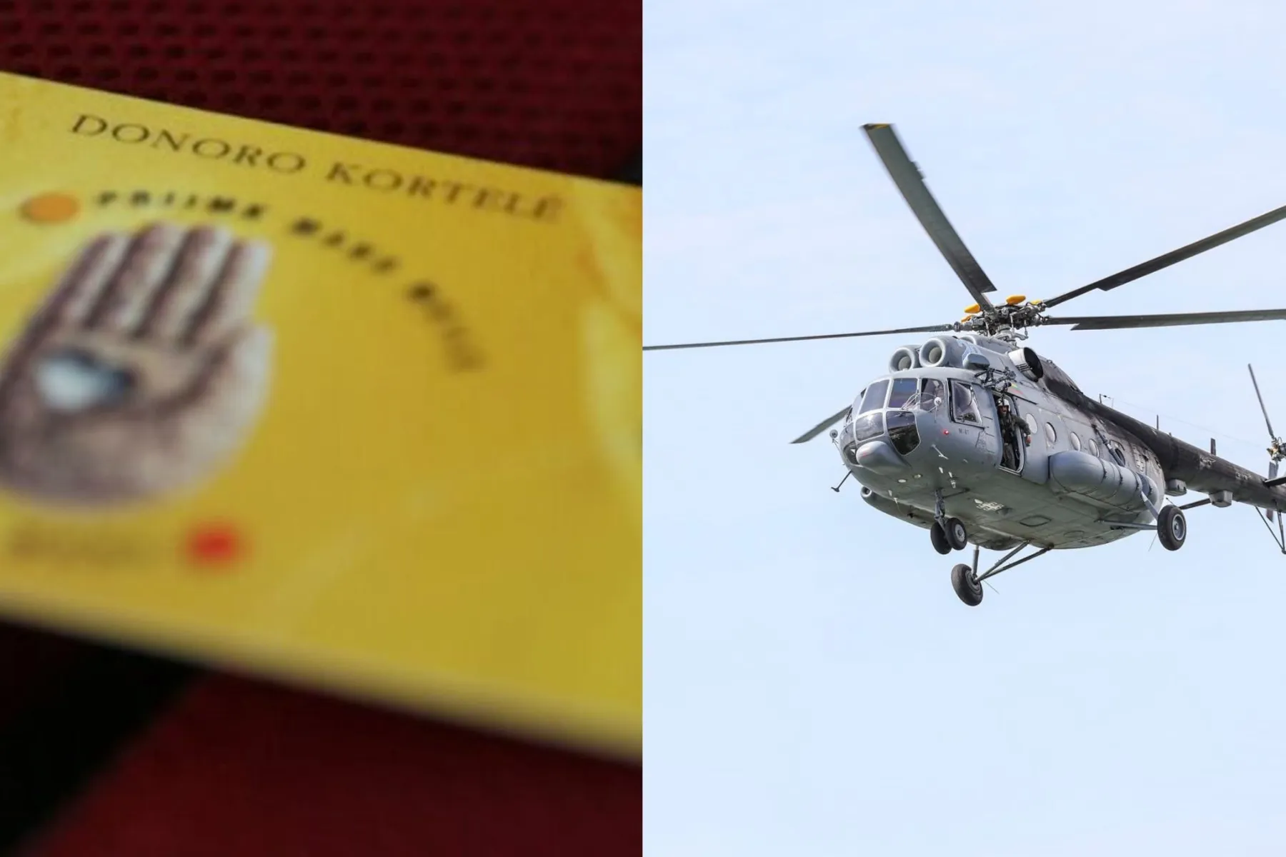 Donoro kortelę, organų donorystė, sraigtasparnis