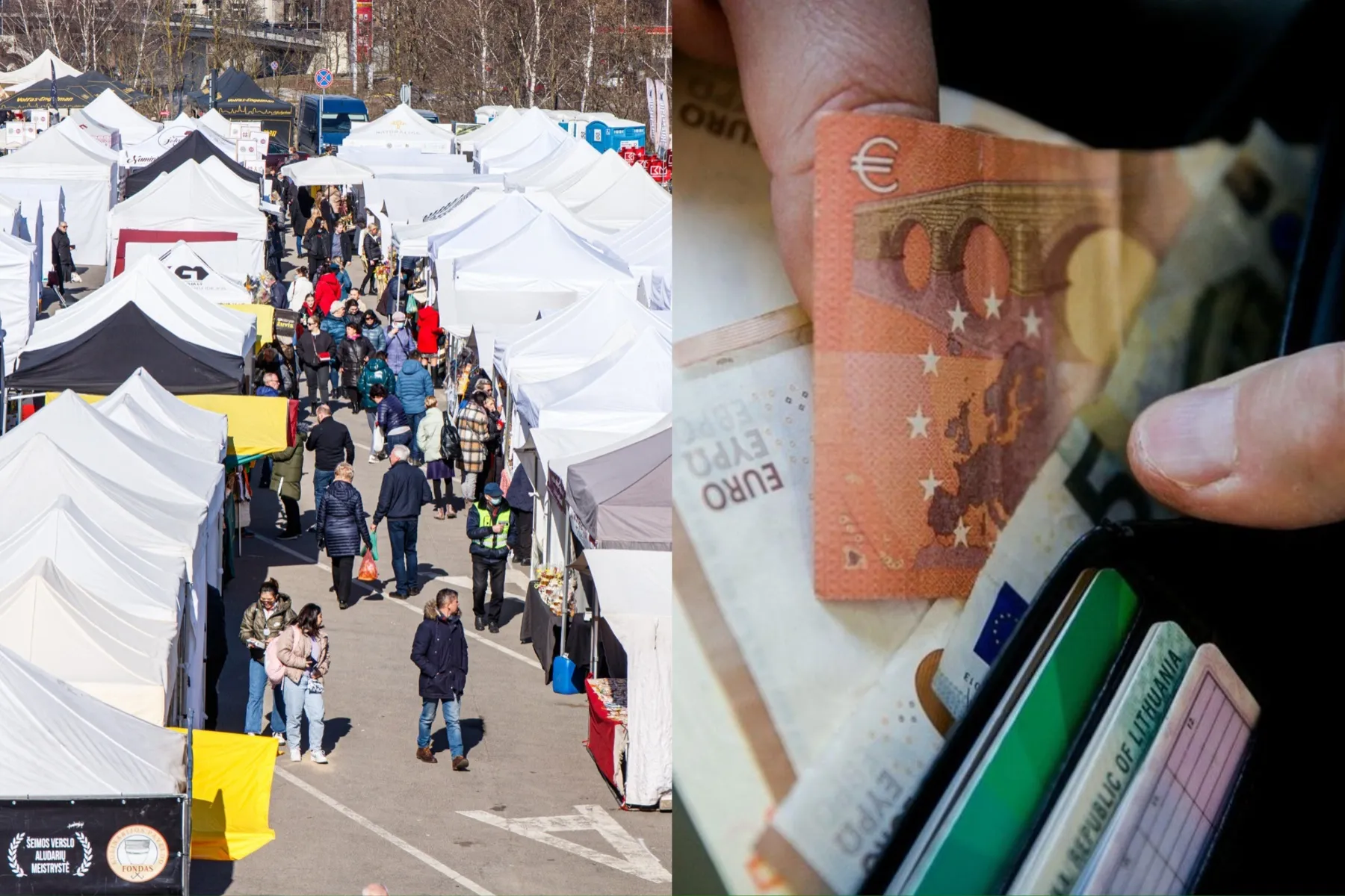 Mugė, lauko prekyba, pinigai