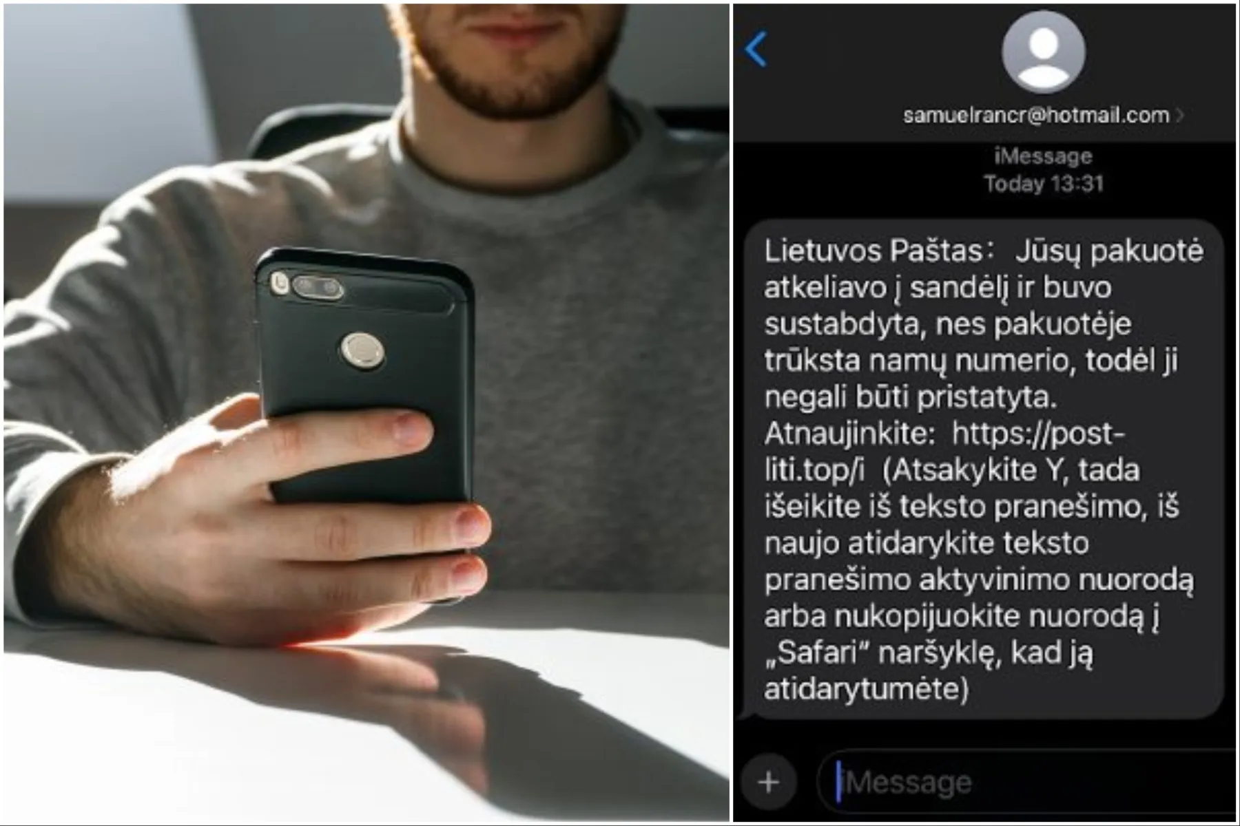 Sukčiai, apgaulė, SMS žinutės, Lietuvos paštas