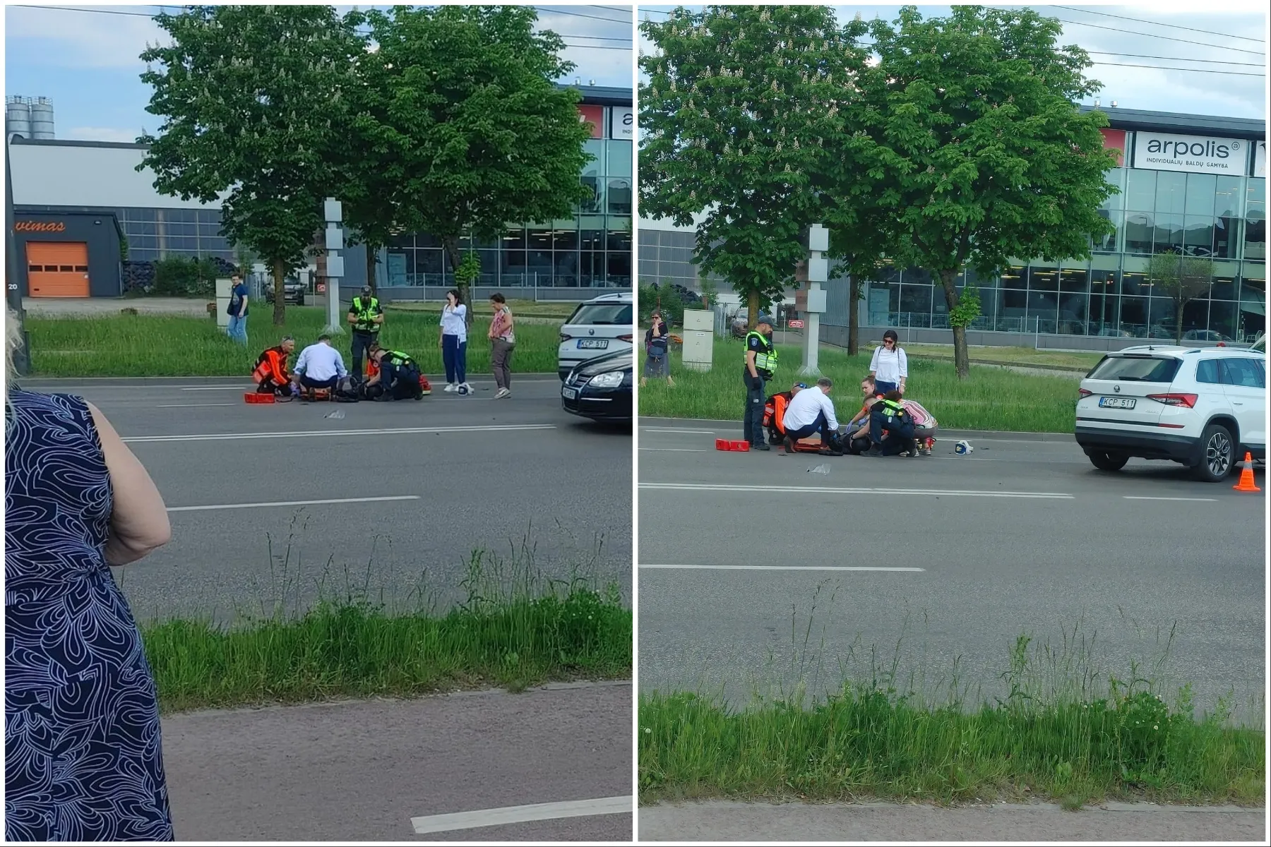 Motociklo ir „Škoda“ avarija Pramonės pr.