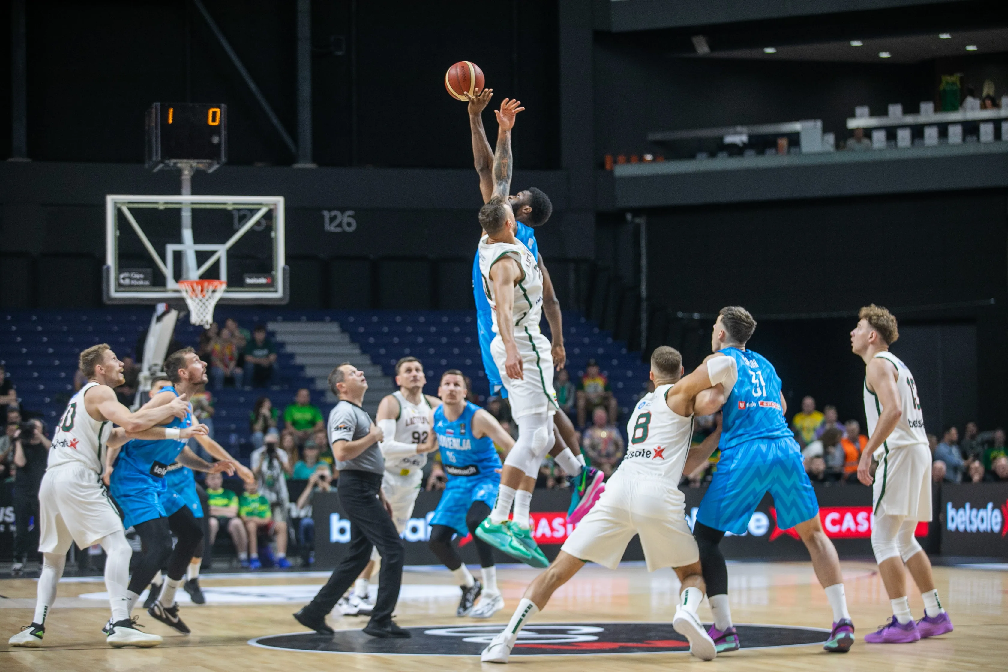 ELTA4802148 Vilnius, 2024 m. Birželio 23 d. (ELTA). Lietuvos vyrų krepšinio rinktinės 2024 m. kontrolinės rungtynės. Lietuva - Slovėnija. 2024.06.23 20:15:06. Orestas Gurevičius (ELTA)