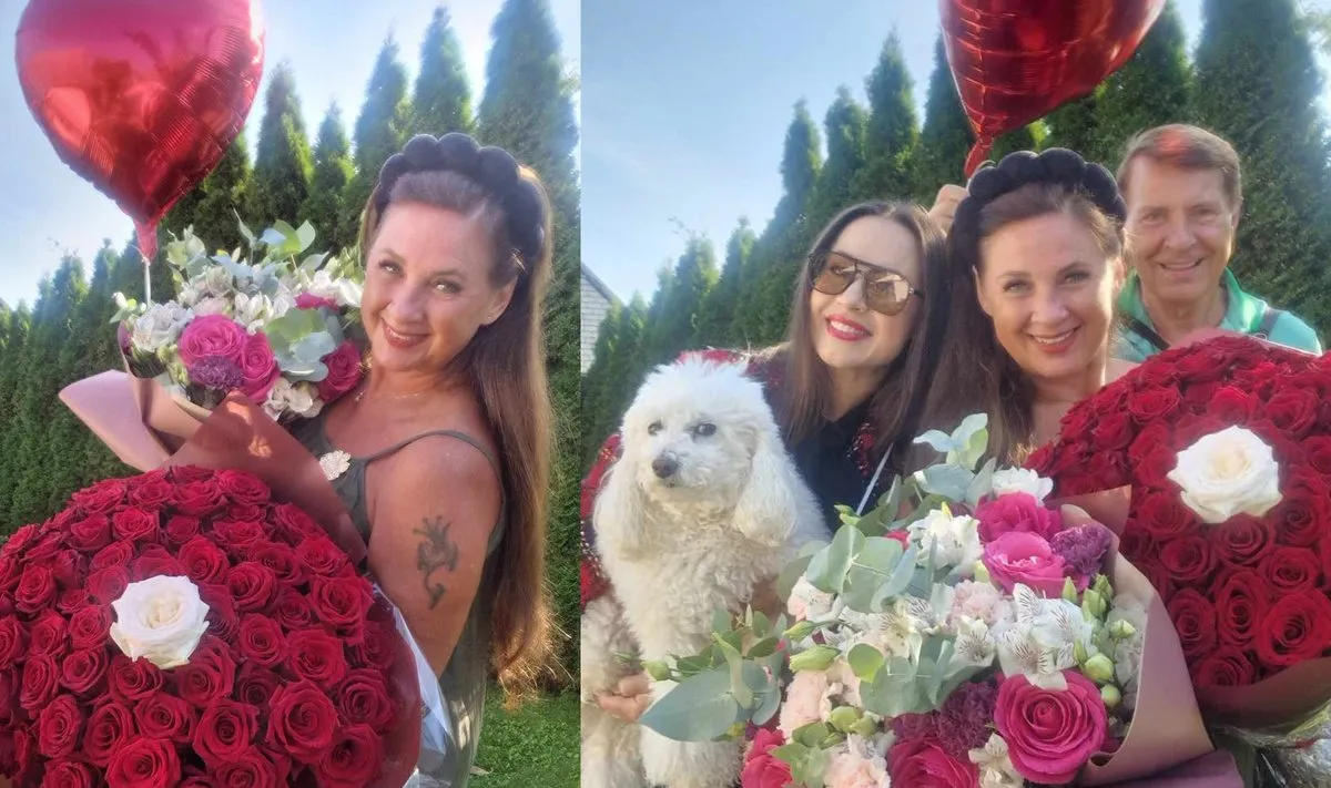 L. Kazlauskienė su dukra ir vyru / Asmeninio albumo nuotr. / Delfi koliažas