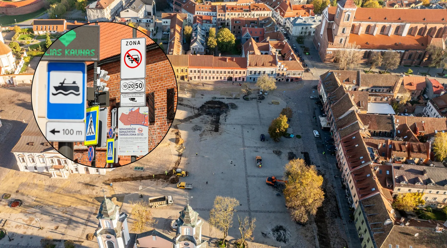 Darbai Rotušės aikššėje, Sumažintos taršos zona (koliažas)