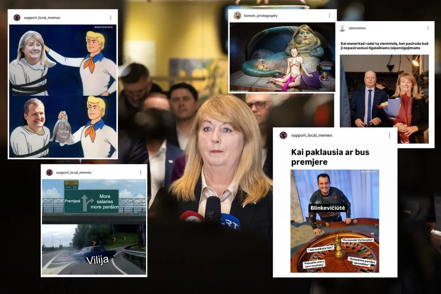 Po V. Blinkevičiūtės sprendimo internautai leipsta juokais / Lrytas.lt koliažas