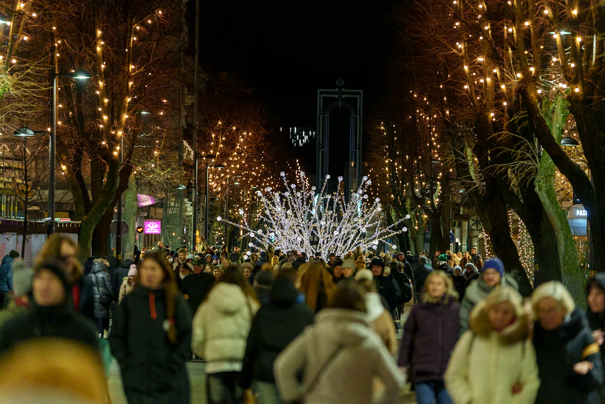 Žmonės renkasi į eglutės įžiebimą / R. Tenio nuotr.
