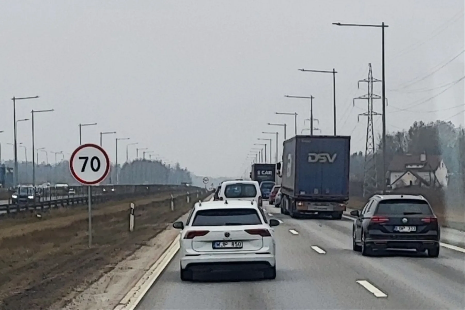 Greičio ribojimai magistralėje A1 / Skaitytojų nuotr.
