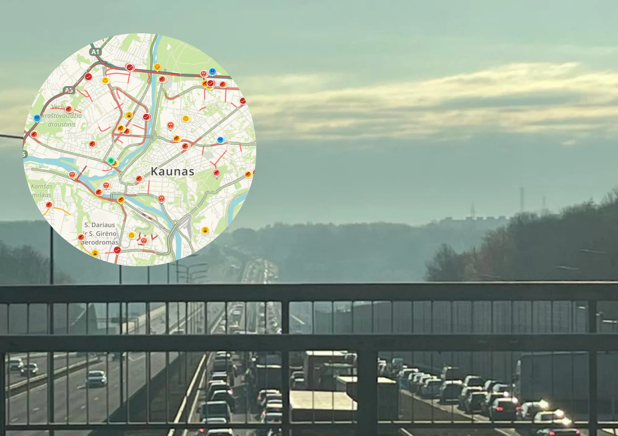 Kleboniškio tiltas / Kas vyksta Kaune grupės ir Waze nuotr.