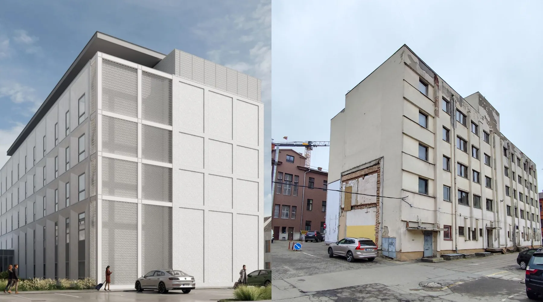 Planuojamos rekonstrukcijos vizualizacija, S. Daukanto g. 21A viešbutis („Kas vyksta Kaune“ fotomontažas)