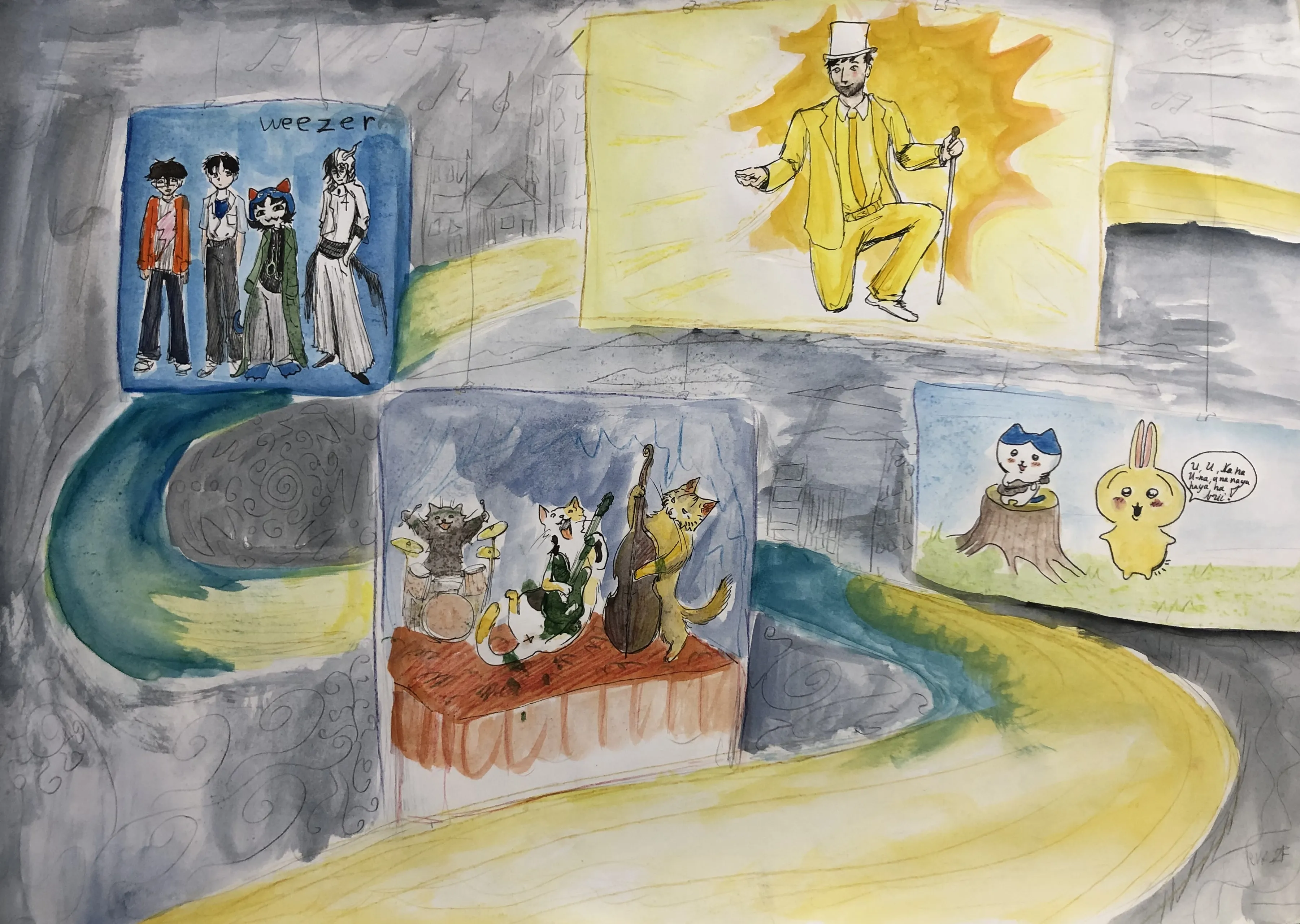 A. Martinaičio dailės mokyklos mokinio darbas parodai MUZIKOS MIESTAS--