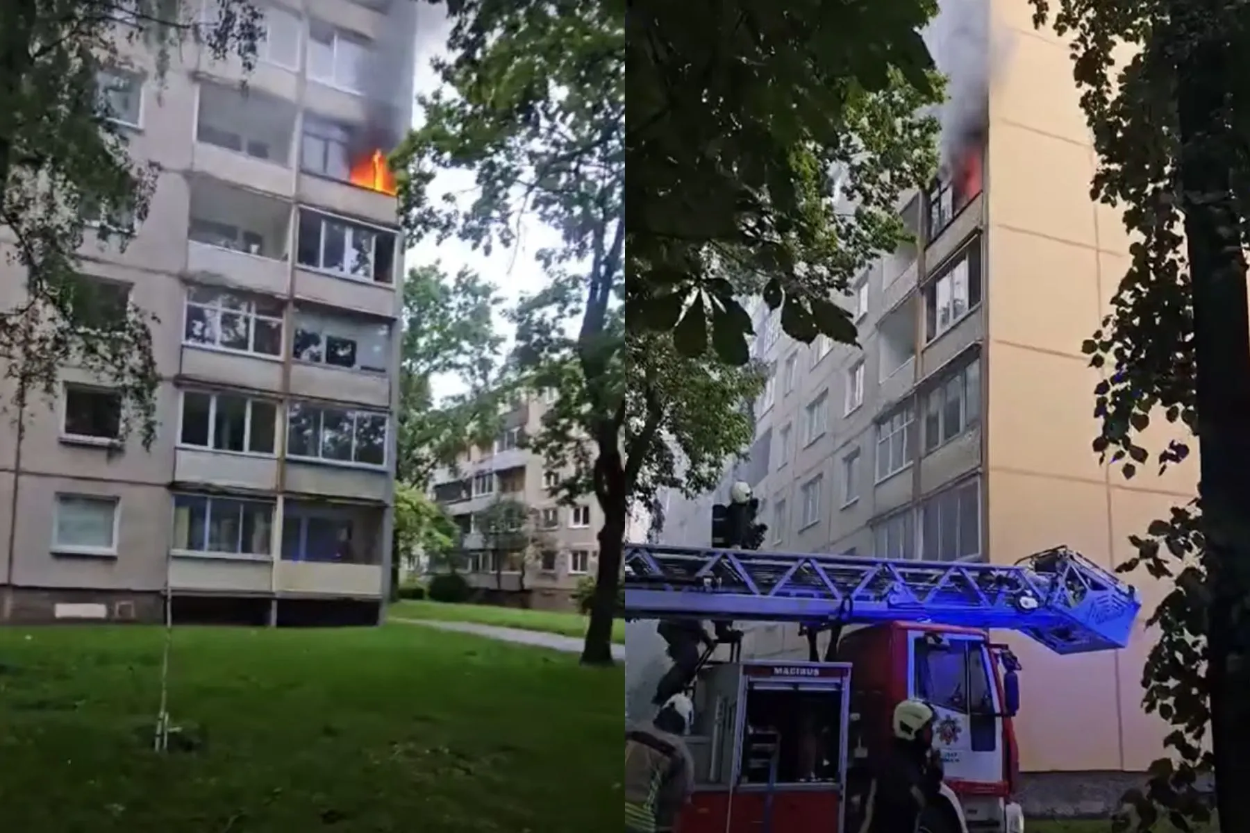 Gaisras Taikos pr. / Skaitytojų vaizdo įrašo stop kadras / „Kas vyksta Kaune“ montažas