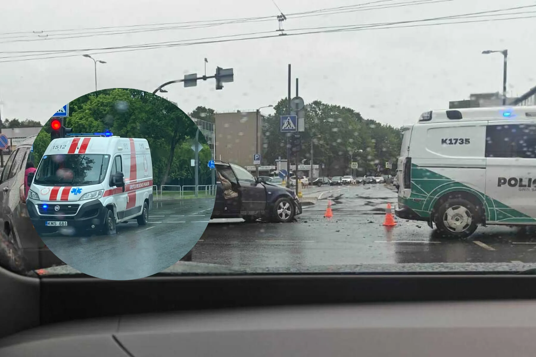 Avarija Dujotiekio ir Kovo 11-osios g. sankryžoje / Skaitytojo ir Kas vyksta Kaune grupės nuotr.