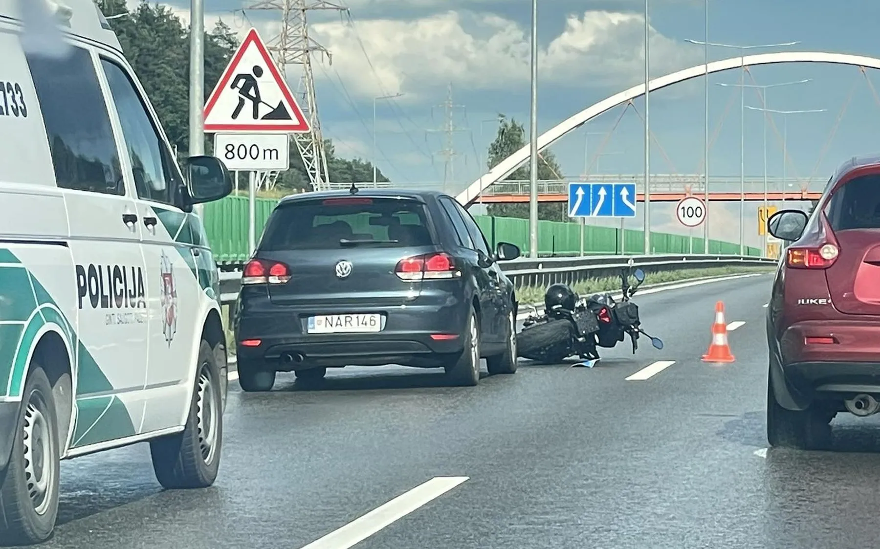 Avarija A1 kelyje / Skaitytojo nuotr.