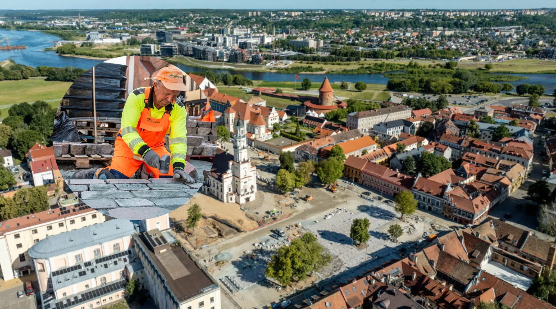 Rotušės aikštė, statybos (Kauno miesto savivaldybės nuotr.)