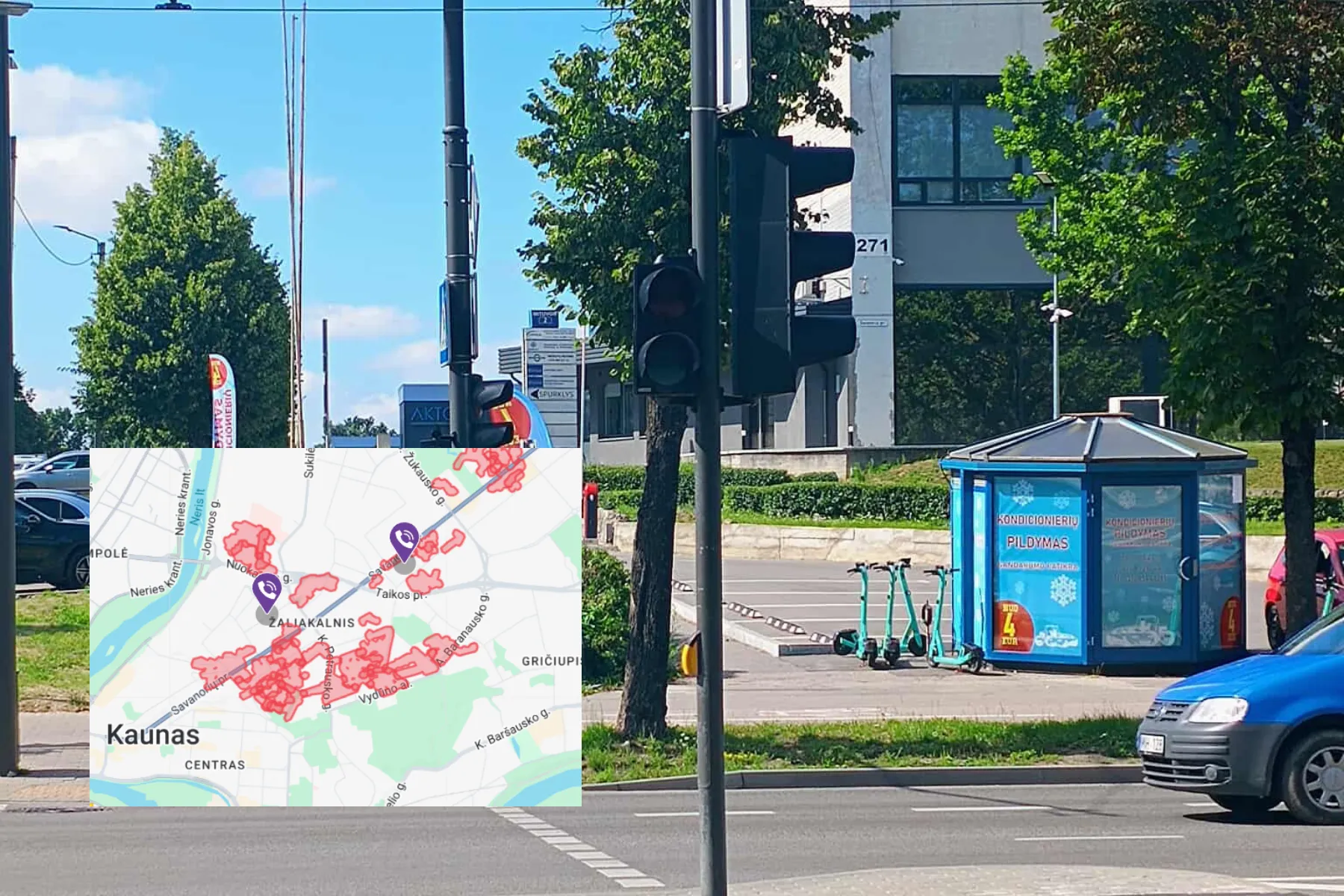 Kaune dingo elektra / Skaitytojų nuotr. / ESO atjungimų žemėlapio nuotr.