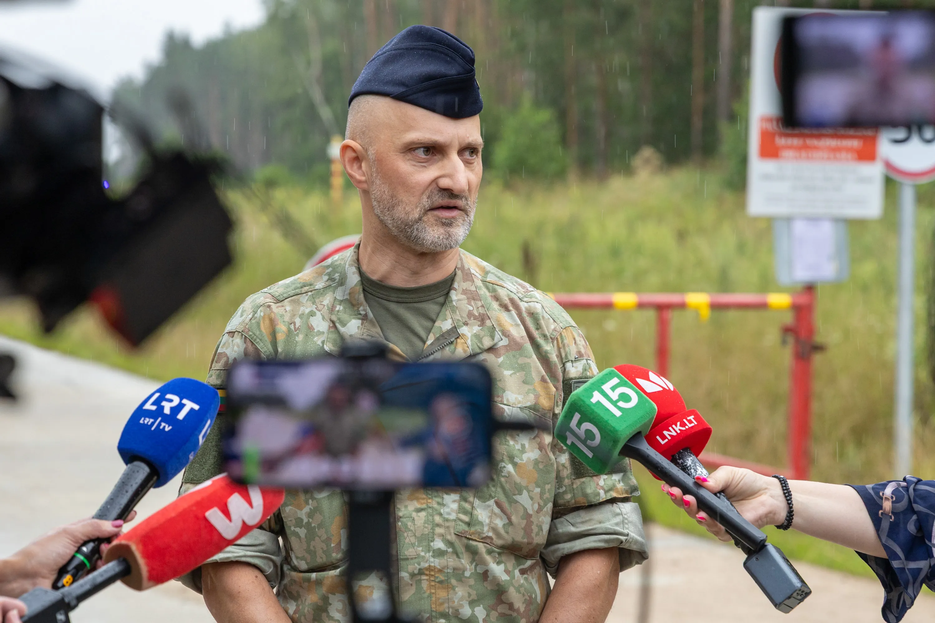 Spaudos konferencija apie rastą droną Gaižiūnų poligone / ELTA