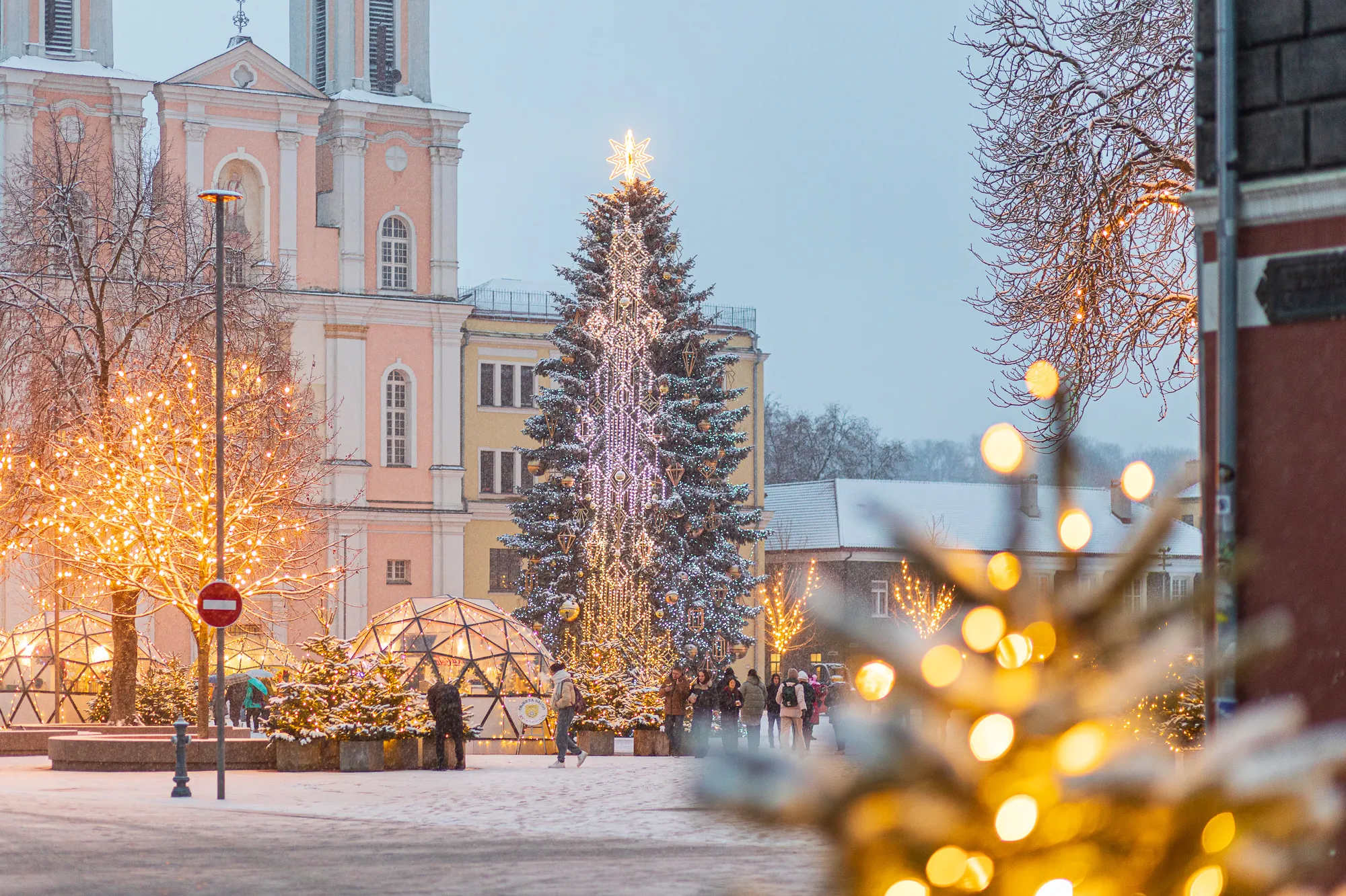 Asociatyvi / Kalėdų eglę apklojo pirmas sniegas / R. Tenio nuotr.