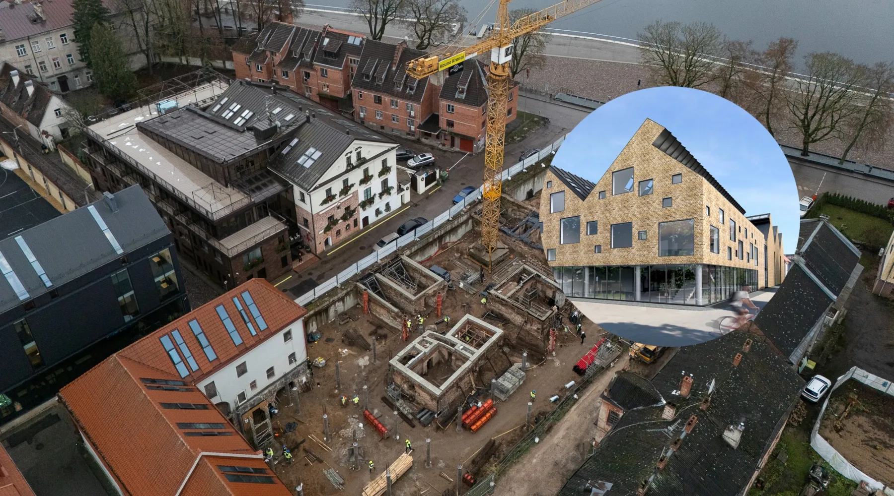 Daugiafunkcinio mokslo ir sporto centro statybos senamiestyje, projekto vizualizacijos / „Kas vyksta Kaune“ fotomontažas