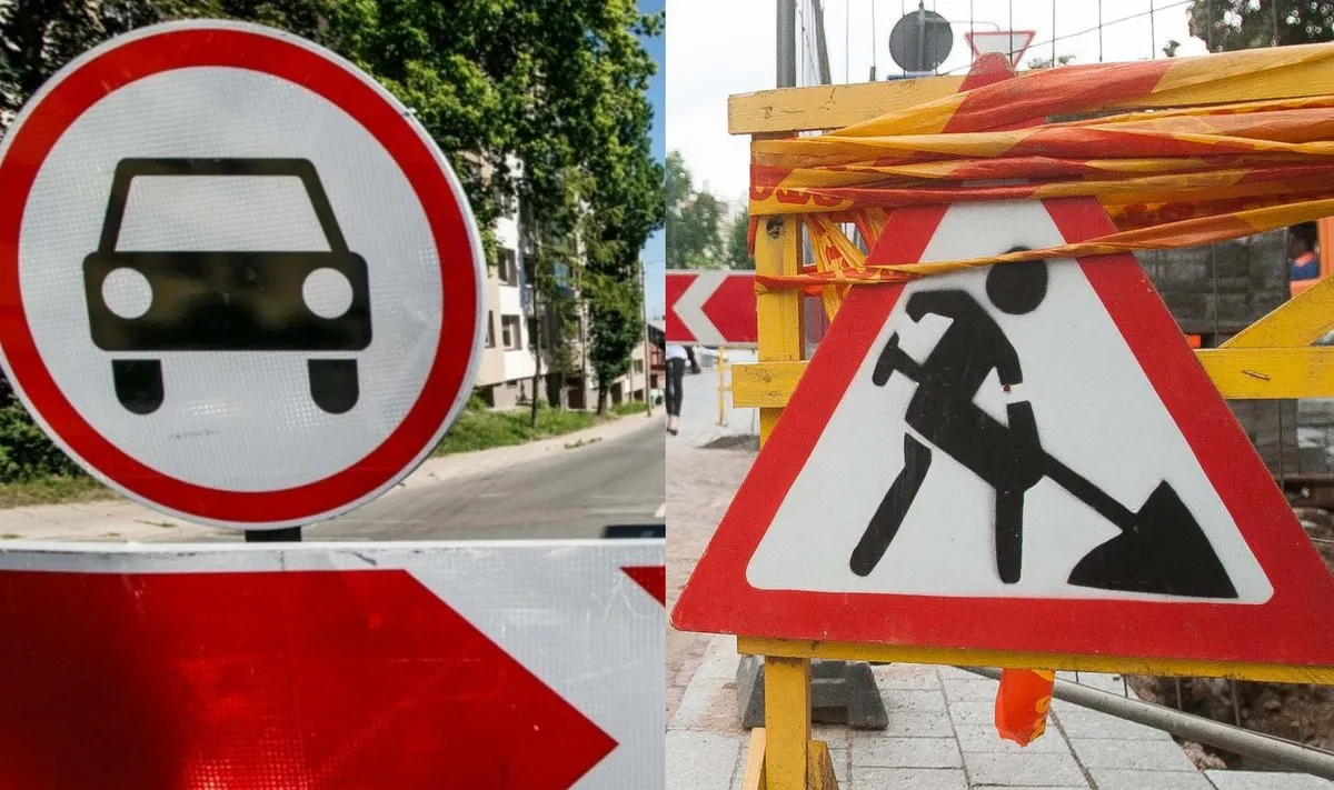 Kelio remonto darbai, draudžiamas eismas