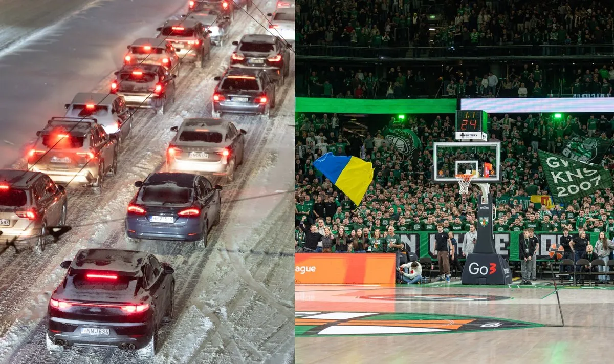 Keliuose įstrigę gyventojai paskutinę minutę puolė pardavinėti bilietus į „Žalgirio“ rungtynes / Delfi nuotr.