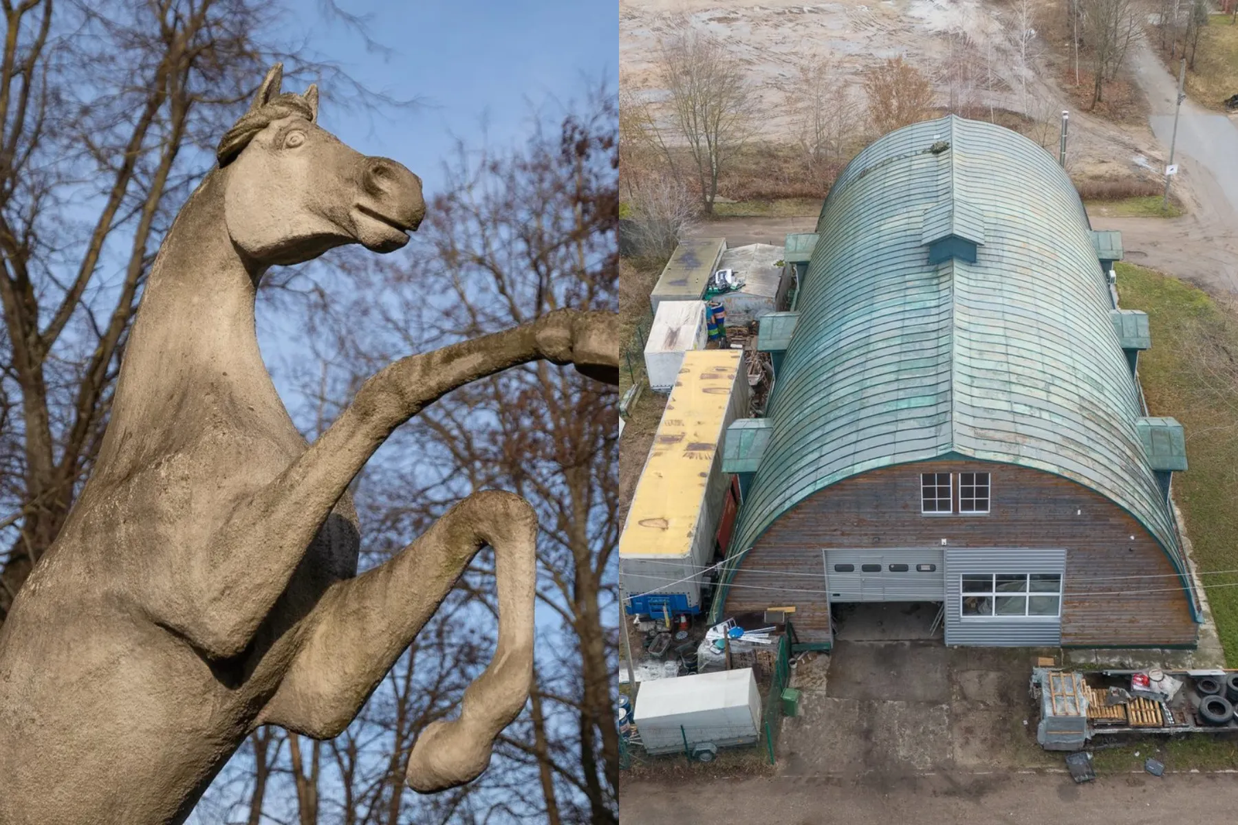 Žirgo skulptūra ir Panemunės angaras