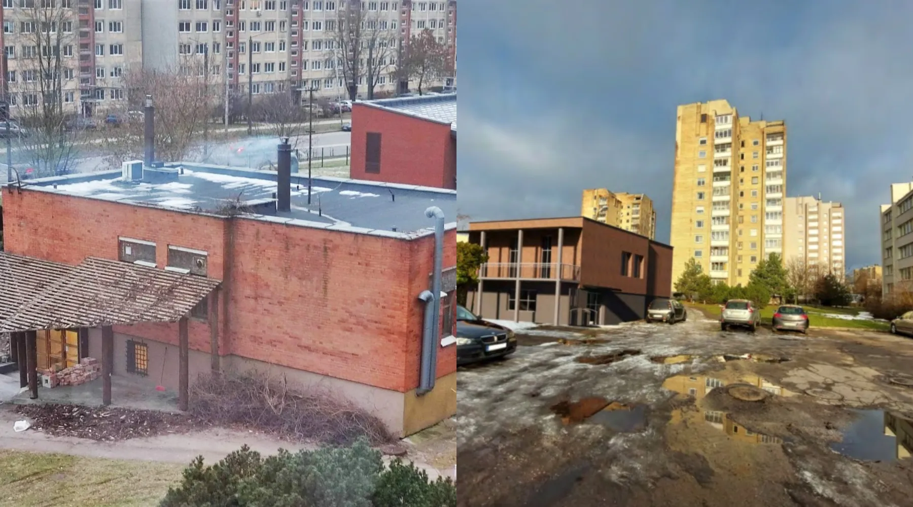 Apleistas baras „Iltis“, planuojamų laidojimo namų vizualizacija („Kas vyksta Kaune“ montažas)