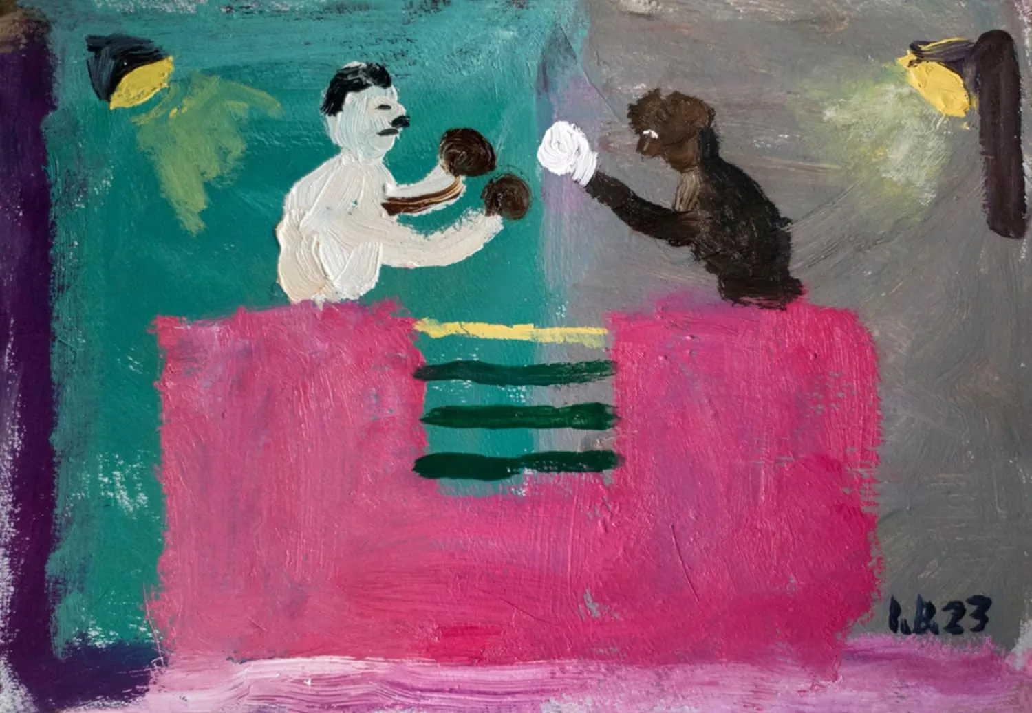 Ina Budrytė „Boksas“, 23 x 33 cm, kartonas, aliejus, 2023