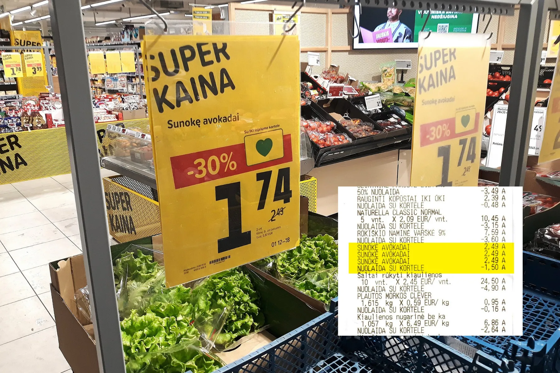 Kaunietis teigia permokėjęs už prekes „Iki“ parduotuvėje / Skaitytojo nuotr.